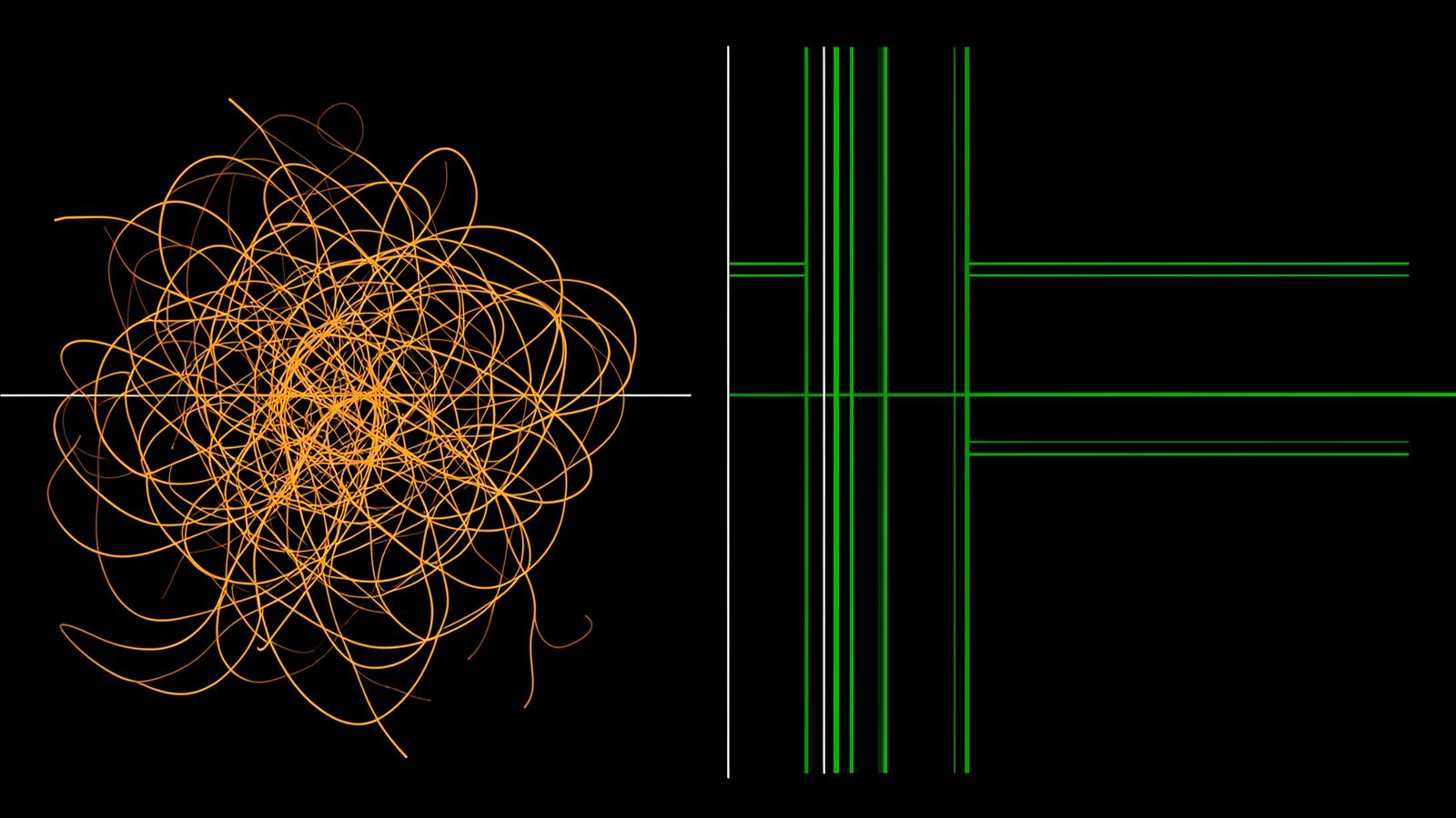 Tangled manual process paths resolving into clean automated lanes